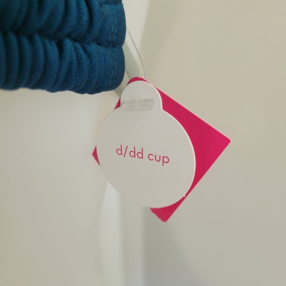 Xhilaration Metallic Triangle Bikini Top D/DD Dark Teal & Silver NWT - Picture 6 of 9